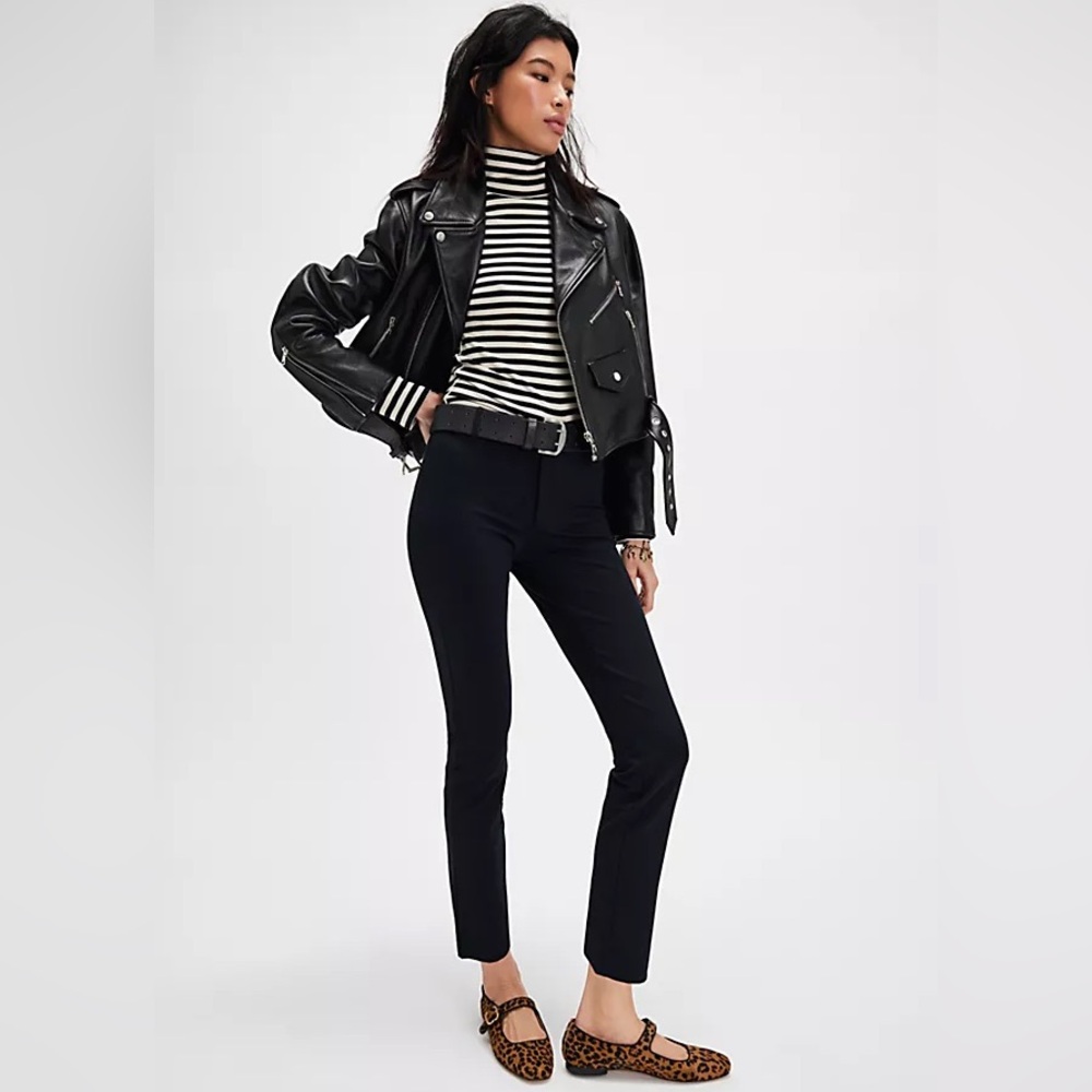FREE PEOPLE Molly Slim Pants Trousers Black NWT